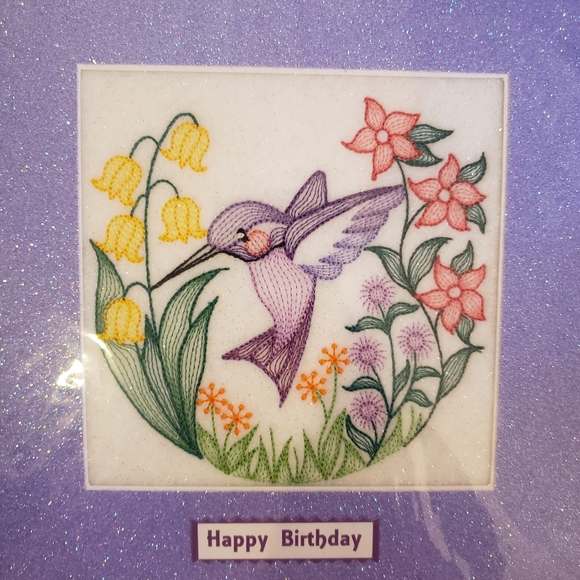 Embroidered Hummingbird Card - Picture 2 of 3